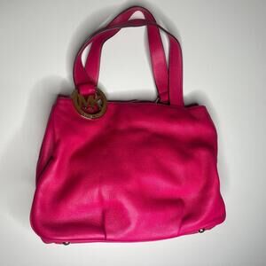 Michael Kors Fulton Tote Bag Hot Pink Pebbled Leather East-West Shoulder Purse